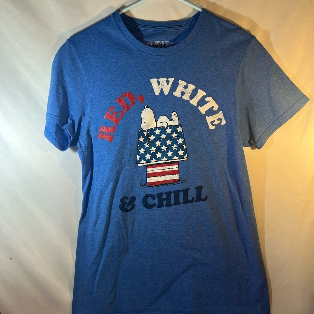 Peanuts Blue T-Shirt with Red and White Graphic